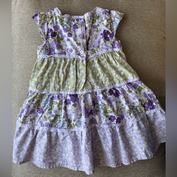 Gymboree Girls Cotton Dress. Purple and Green Floral Pattern. Size 12-18 Months. - Picture 4 of 6